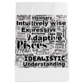 Sac Cadeau Moyen Pisces Mot Cloud Inspiration Zodiaque (Dos)