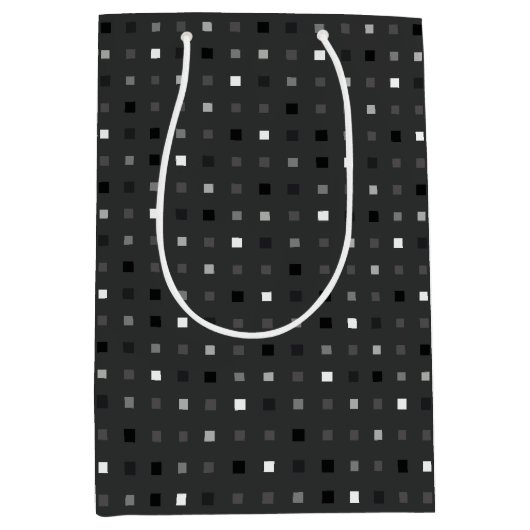 Sac Cadeau Moyen Pixel en gris noir Motif sans couture (Devant)