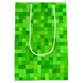 Sac Cadeau Moyen Pixels de jeu vert | Fête d'anniversaire personnal (Dos)