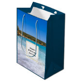 Sac Cadeau Moyen Plage exotique Île tropicale Paradis Anniversaire (Devant Angle)