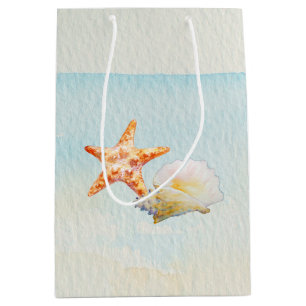 Sac Cadeau Moyen Plage tropicale avec les étoiles de mer et la