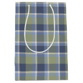 Sac Cadeau Moyen Plaid bleu et vert (Devant)