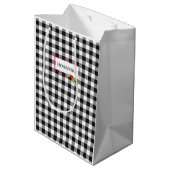 Sac Cadeau Moyen Plaid Christmas Holly Ho Ho Ho Holiday Cheval (Dos Angle)