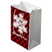 Sac Cadeau Moyen Plaid de buffle noir rouge rustique -Flacon de nei (Devant Angle)