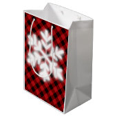 Sac Cadeau Moyen Plaid de buffle noir rouge rustique -Flacon de nei (Dos Angle)