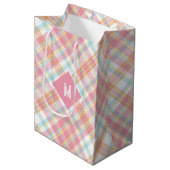 Sac Cadeau Moyen Plaid Monogramme personnalisé / Motif Tartan (Devant Angle)