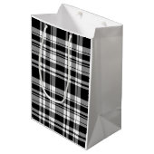 Sac Cadeau Moyen Plaid noir et blanc (Devant Angle)