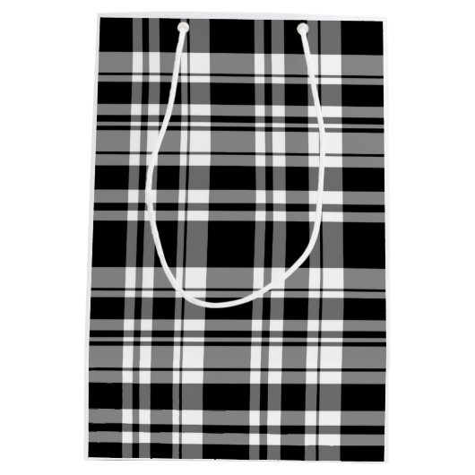 Sac Cadeau Moyen Plaid noir et blanc (Dos)
