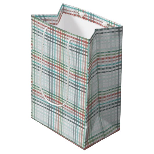 Sac Cadeau Moyen Plaid pastel (Devant Angle)