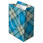 Sac Cadeau Moyen Plaid turquoise (Dos Angle)