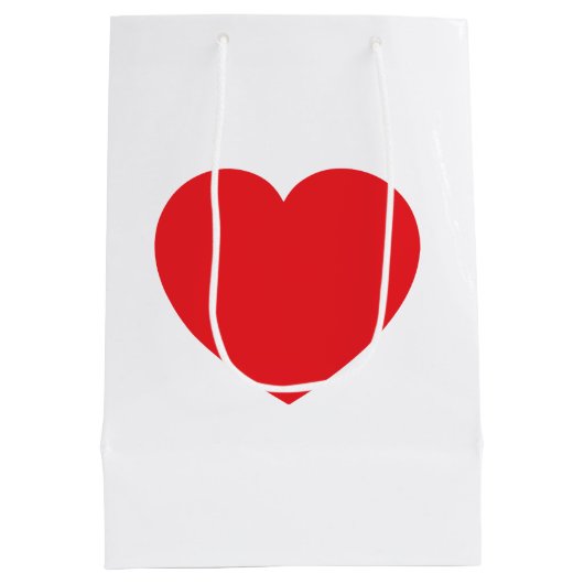 Sac Cadeau Moyen Plain Modern White Red Love Heart Graphic (Dos)