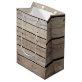 Sac Cadeau Moyen Planches de bois rustique faux (Devant Angle)