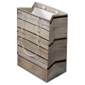 Sac Cadeau Moyen Planches de bois rustique faux (Dos Angle)