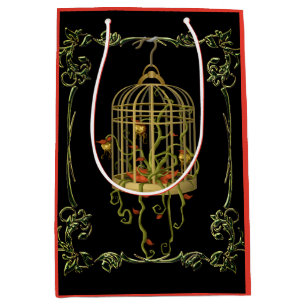 Sac Cadeau Moyen Plante de cloche Jingle dans une cage à oiseaux Ar