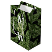 Sac Cadeau Moyen Plante de feuille tropicale moderne Imprimer Monog (Devant Angle)