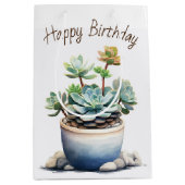 Sac Cadeau Moyen Plante Succulent en Pot (Devant)