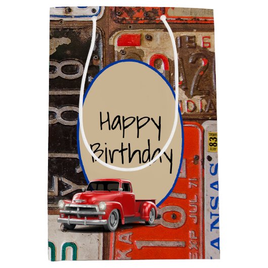 Sac Cadeau Moyen Plaques de camionnettes et d'anciens permis (Devant)