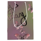 Sac Cadeau Moyen Plum Moss "Happy Birthday" Papillons 3D (Devant)