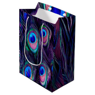Sac Cadeau Moyen Plume de paon