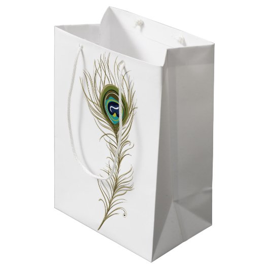 Sac Cadeau Moyen Plume de paon (Devant Angle)