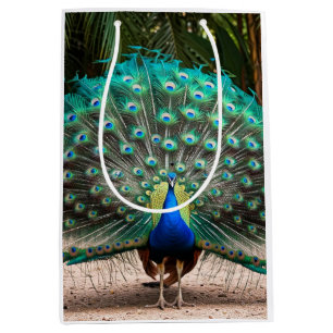 Sac Cadeau Moyen Plumes de paon