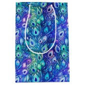 Sac Cadeau Moyen Plumes de Peacock de Monnaie Bleue Violet (Devant)