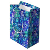 Sac Cadeau Moyen Plumes de Peacock de Monnaie Bleue Violet (Dos Angle)