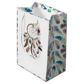 Sac Cadeau Moyen Plumes tribales et attrapeur de fleurs (Dos Angle)