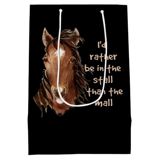 Sac Cadeau Moyen Plutôt être dans Stall Horse Fun Citation (Dos)