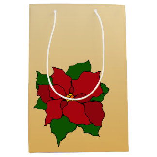 Sac Cadeau Moyen Poinsettia en vitrail