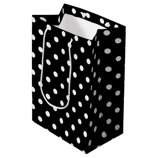 Sac Cadeau Moyen Point de polka noir (Devant Angle)