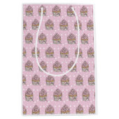 Sac Cadeau Moyen Pointe Polka de gâteaux roses et argentés (Devant)