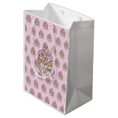 Sac Cadeau Moyen Pointe Polka de gâteaux roses et argentés (Dos Angle)