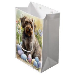Sac Cadeau Moyen Pointeur à poils durs Griffon OEufs de Pâques Fête