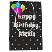 Sac Cadeau Moyen Points blancs à l'anniversaire du ballon noir (Devant)