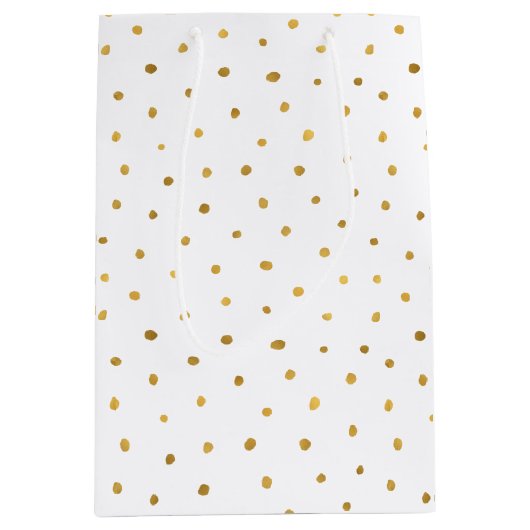 Sac Cadeau Moyen Points blancs d'or (Devant)