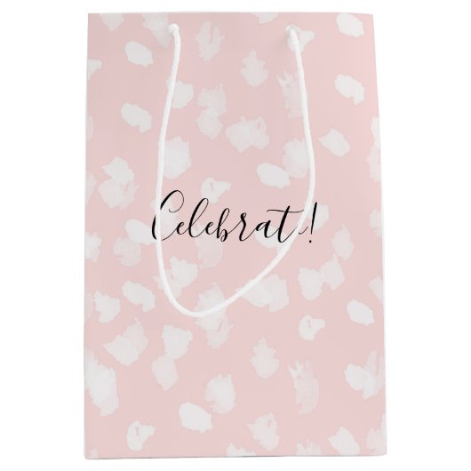 Sac Cadeau Moyen Points Chic Rose Blanc (Devant)