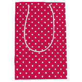 Sac Cadeau Moyen Points classiques blanc - rouge framboise (Devant)
