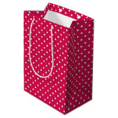 Sac Cadeau Moyen Points classiques blanc - rouge framboise (Dos Angle)
