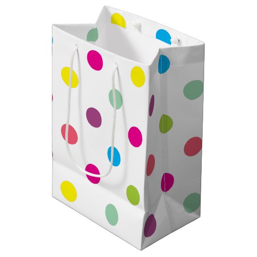 Sac Cadeau Moyen Points Colorés (Devant Angle)