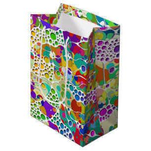 Sac Cadeau Moyen Points colorés Spirales Peinture à la main 2