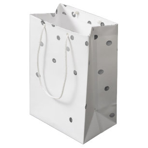 Sac Cadeau Moyen Points Confetti Aquarelle Argent
