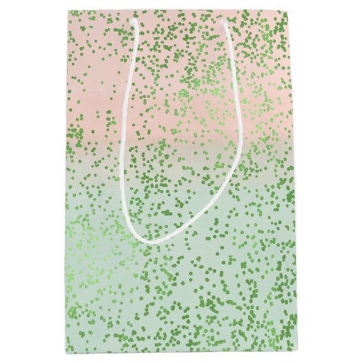 Sac Cadeau Moyen Points Confetti Aquarelle Rose-Mint (Devant)