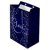Sac Cadeau Moyen Points confetti bleu marine et argent (Dos Angle)