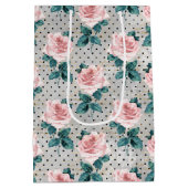 Sac Cadeau Moyen Points floraux gris-bleu rose rose (Dos)