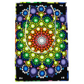 Sac Cadeau Moyen Points Hippie Retro Mandala Floral Dotés (Devant)