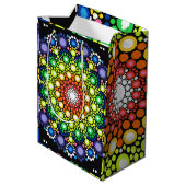 Sac Cadeau Moyen Points Hippie Retro Mandala Floral Dotés (Dos Angle)