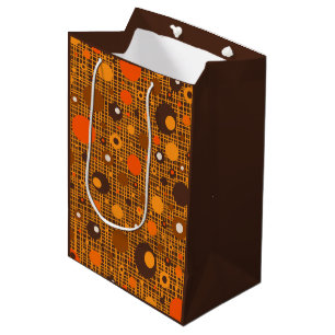 Sac Cadeau Moyen Points modernes du milieu du siècle Motif Orange B