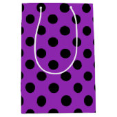Sac Cadeau Moyen Points noirs sur fond violet (Devant)