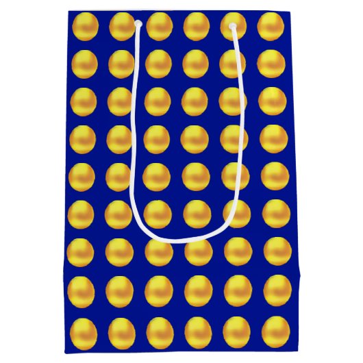 Sac Cadeau Moyen Points or élégants modernes sur bleu (Dos)